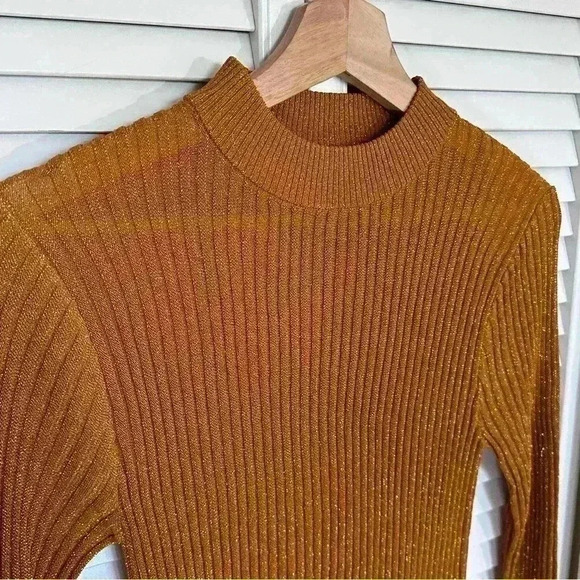 & Other Stories Autumn Fall Gold Glitter Ribbed Dress | Gold Brown Orange | SZ S - Picture 6 of 12